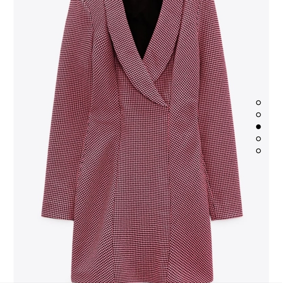 Zara Houndstooth Blazer Dress Size Small Pink Black - Picture 7 of 10